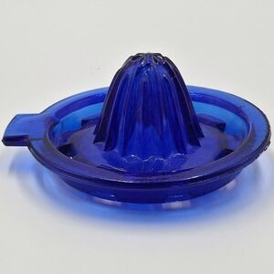 Vintage Cobalt Blue Glass Citrus Juicer‎ Reamer Press Plate Reamer Dish